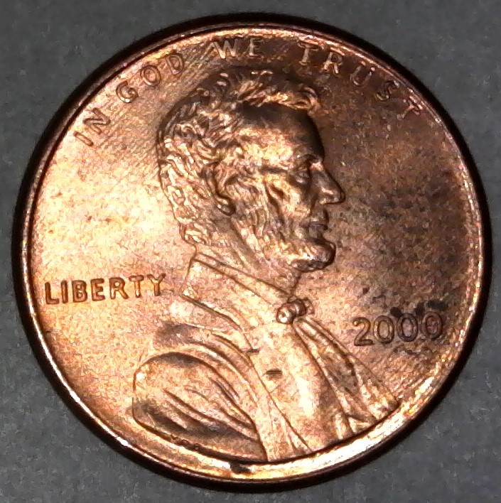 2000-P-Lincoln-Memorial-Cent-With-Nice-Column-Bar-DDR-To-The-Right